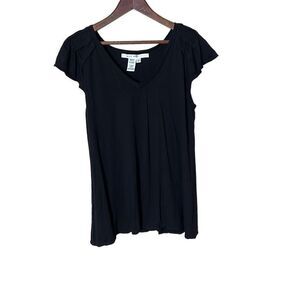 Max Studio V Neck Capped Sleeve Top